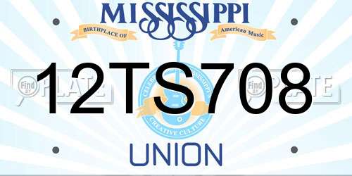 12TS708 Mississippi License Plate