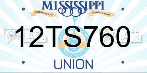 12TS760 Mississippi License Plate
