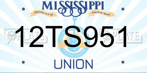 12TS951 Mississippi License Plate
