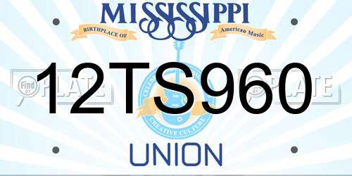 12TS960 Mississippi License Plate