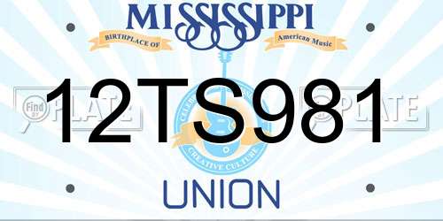 12TS981 Mississippi License Plate