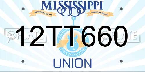 12TT660 Mississippi License Plate