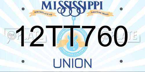 12TT760 Mississippi License Plate