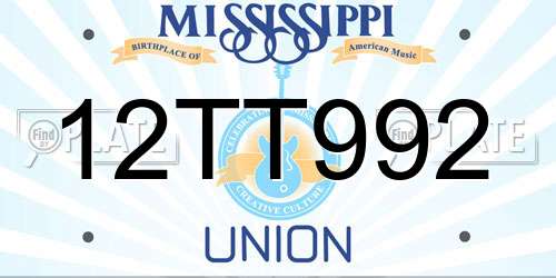 12TT992 Mississippi License Plate
