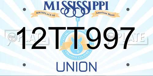 12TT997 Mississippi License Plate