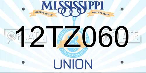 12TZ060 Mississippi License Plate