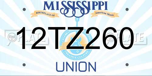12TZ260 Mississippi License Plate