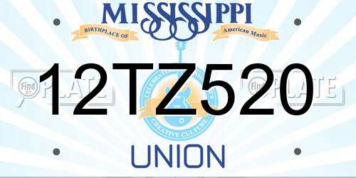 12TZ520 Mississippi License Plate