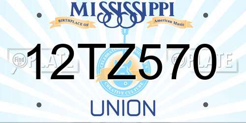 12TZ570 Mississippi License Plate