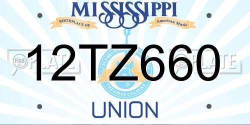 12TZ660 Mississippi License Plate