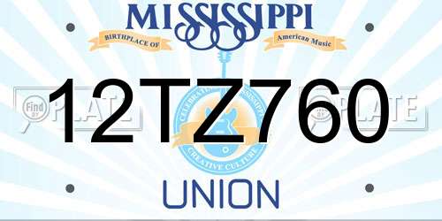 12TZ760 Mississippi License Plate