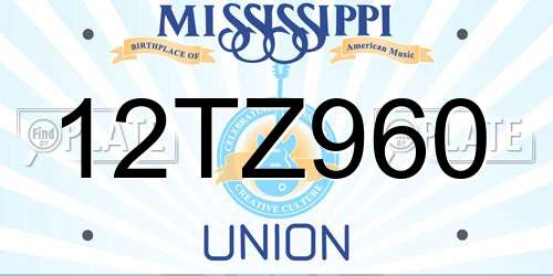 12TZ960 Mississippi License Plate