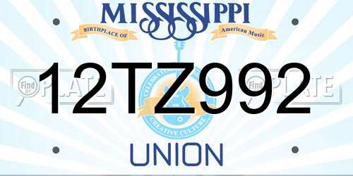 12TZ992 Mississippi License Plate