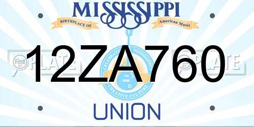12ZA760 Mississippi License Plate