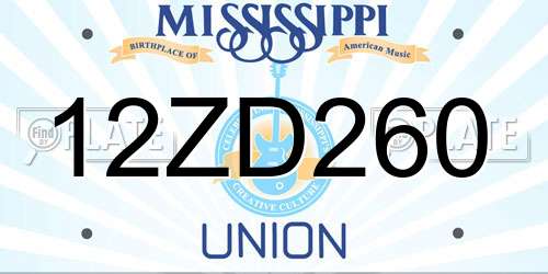 12ZD260 Mississippi License Plate