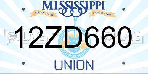 12ZD660 Mississippi License Plate