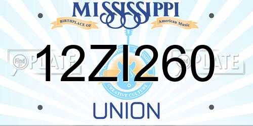 12ZI260 Mississippi License Plate