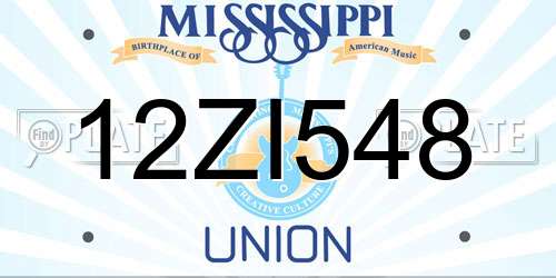12ZI548 Mississippi License Plate