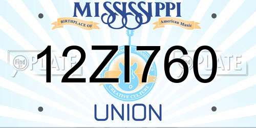 12ZI760 Mississippi License Plate