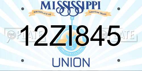 12ZI845 Mississippi License Plate