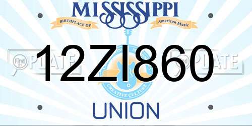 12ZI860 Mississippi License Plate