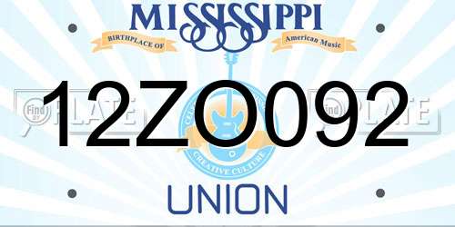 12ZO092 Mississippi License Plate