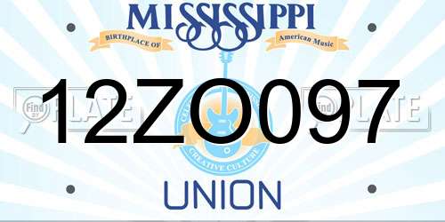 12ZO097 Mississippi License Plate