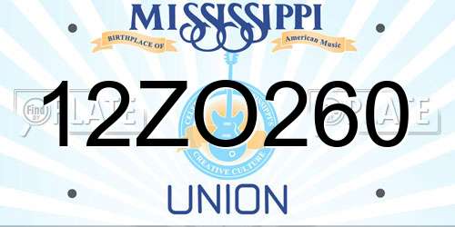 12ZO260 Mississippi License Plate
