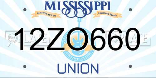 12ZO660 Mississippi License Plate