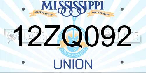 12ZQ092 Mississippi License Plate