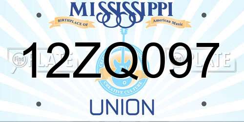 12ZQ097 Mississippi License Plate
