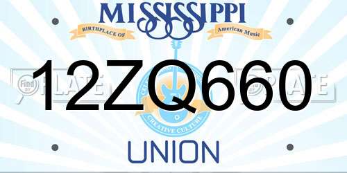 12ZQ660 Mississippi License Plate