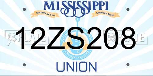 12ZS208 Mississippi License Plate
