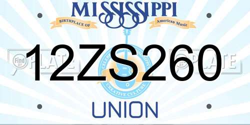 12ZS260 Mississippi License Plate
