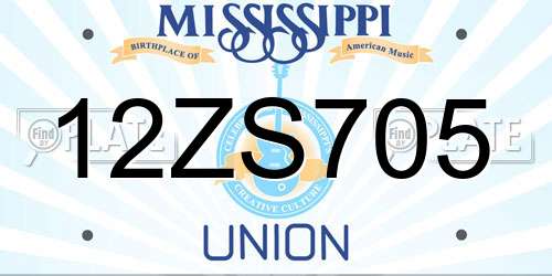 12ZS705 Mississippi License Plate