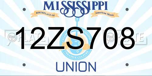12ZS708 Mississippi License Plate