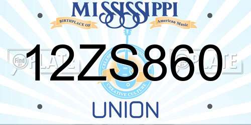12ZS860 Mississippi License Plate