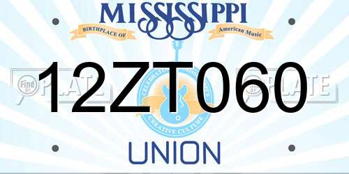 12ZT060 Mississippi License Plate