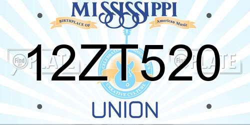 12ZT520 Mississippi License Plate