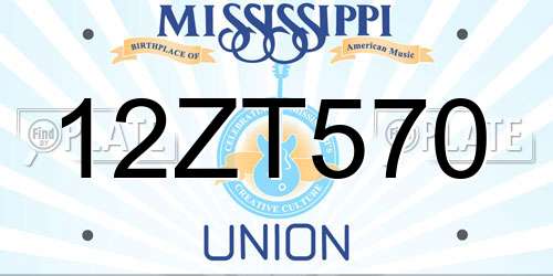 12ZT570 Mississippi License Plate
