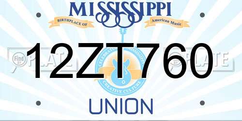 12ZT760 Mississippi License Plate