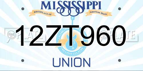 12ZT960 Mississippi License Plate