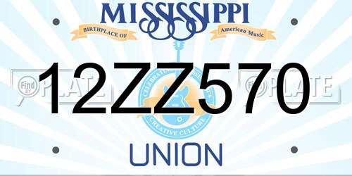 12ZZ570 Mississippi License Plate