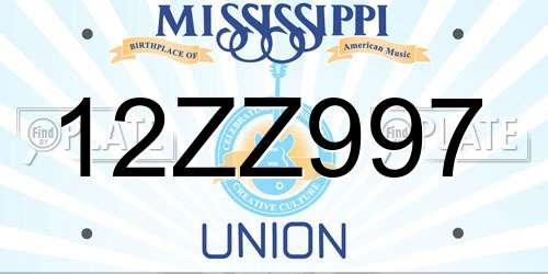 12ZZ997 Mississippi License Plate