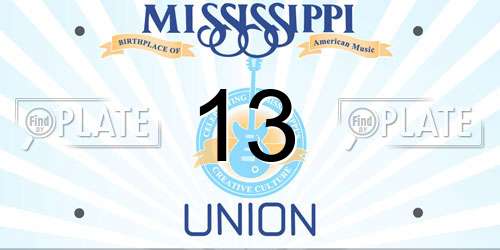 13 Mississippi License Plate