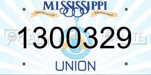1300329 Mississippi License Plate