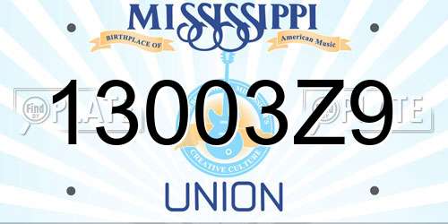 13003Z9 Mississippi License Plate