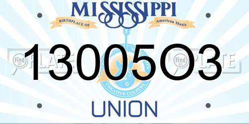 13005O3 Mississippi License Plate