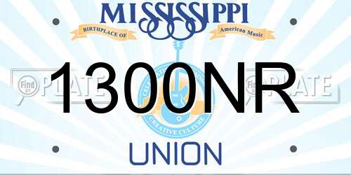 1300NR Mississippi License Plate
