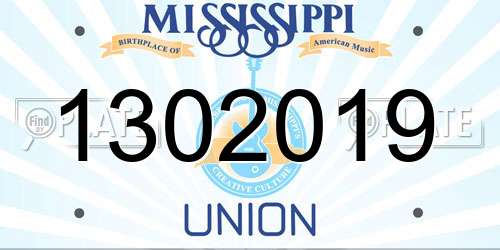 1302019 Mississippi License Plate